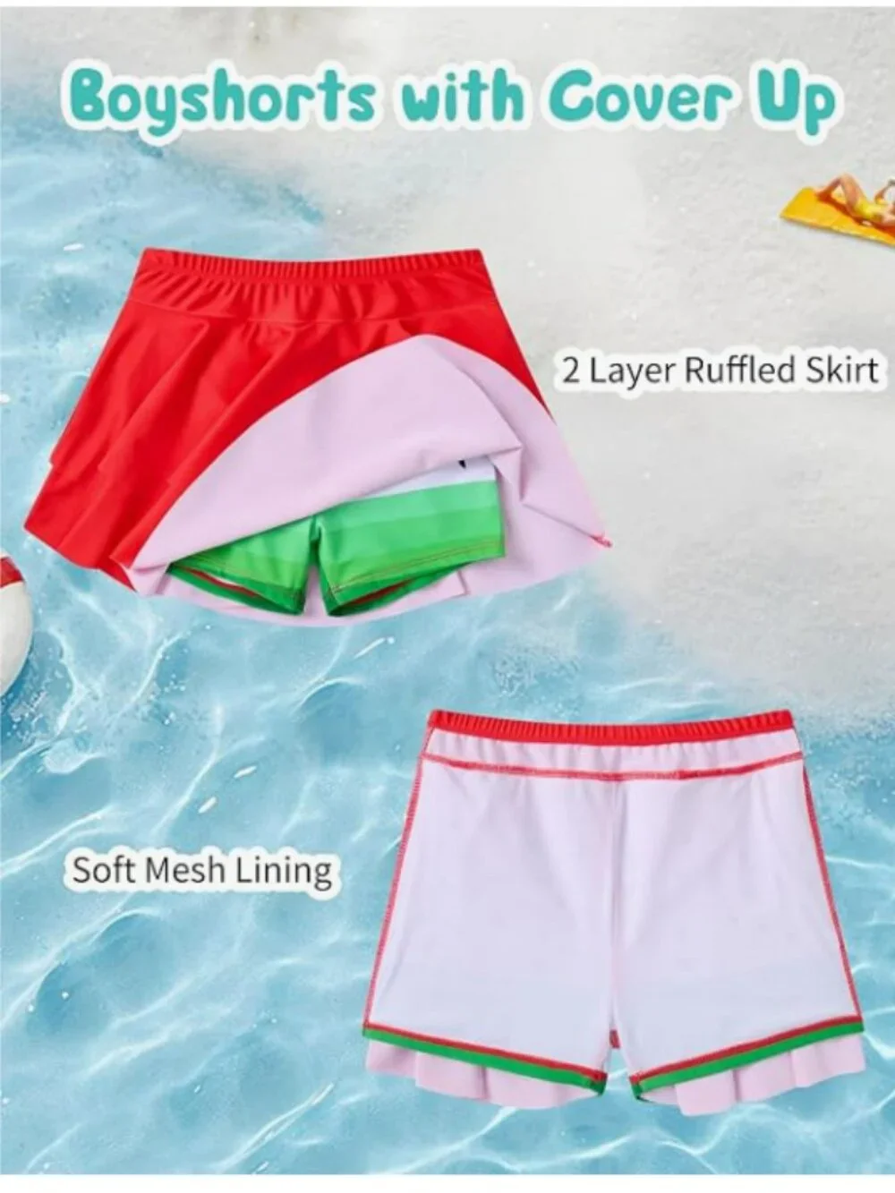 Girls Watermelon Tankini Swimsuit Set Size 8Y Swim Skirt Bathing Suit